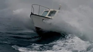 boat caught in a storm